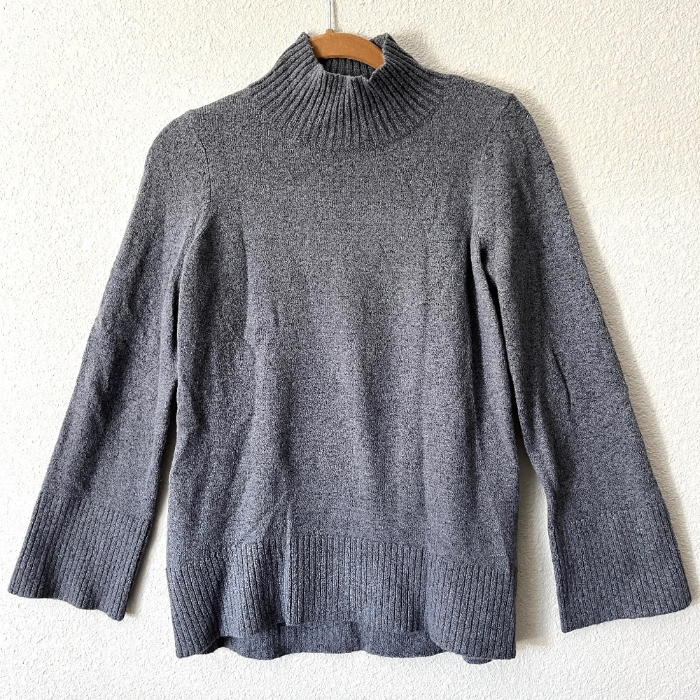 Loft Mock Neck  Cotton/Wool Turtleneck Sweater Women's Size XXS Grey Coz…